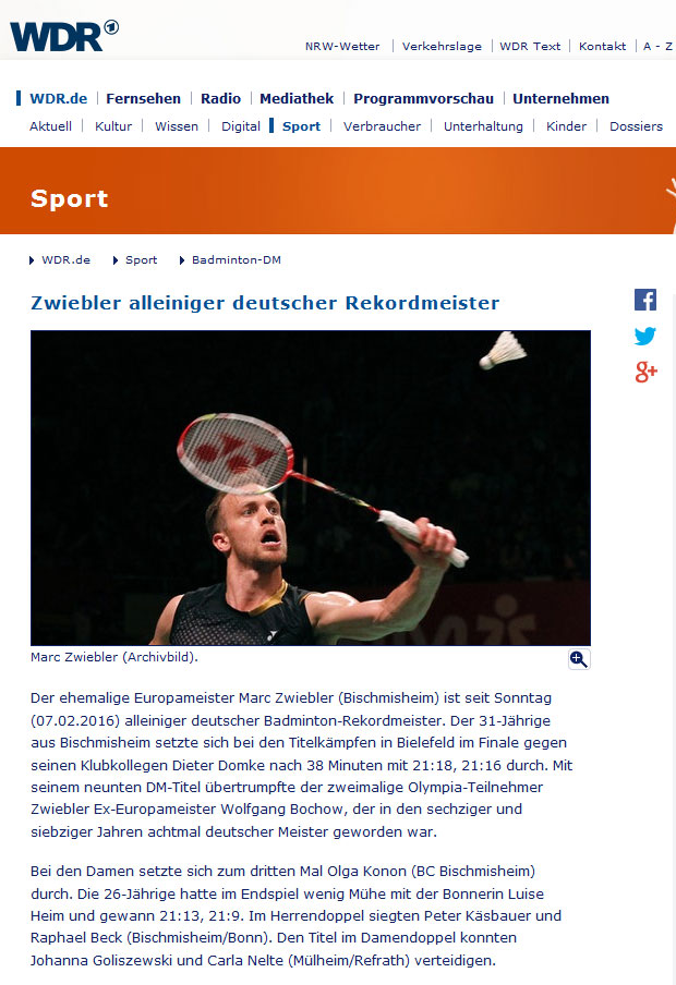 WDR Zwiebler alleiniger deutscher Rekordmeister 2016 02 07