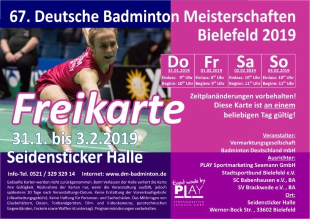 Badminton DM 2019 - Freikarte